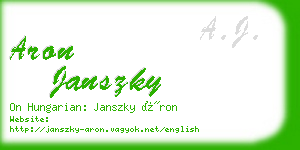 aron janszky business card